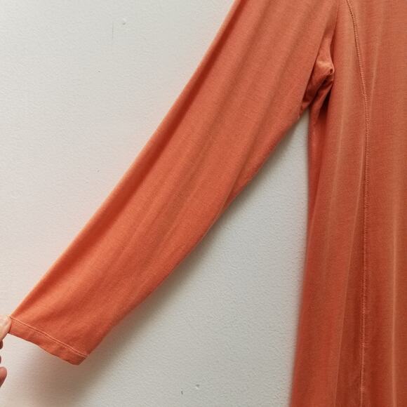 Soft Surroundings Orange Tunic Top XL Long Sleeve V neck Soft Knit Boho Buttons - Picture 5 of 9